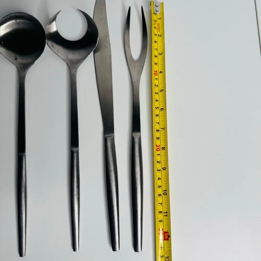 Vintage MCM Kalmar Stainless Steel Fork Spoon Salad & Carving Set Lot of 4 Italy